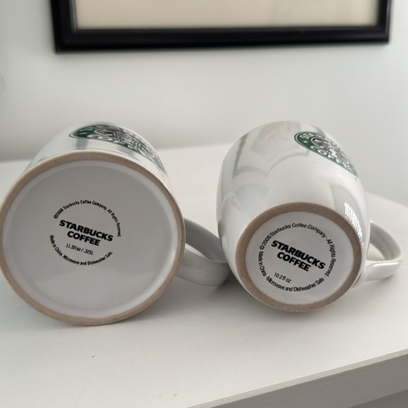 Pair Starbucks Basic White with Green and Black Siren Logo on Two Sides 2008 - Picture 5 of 9